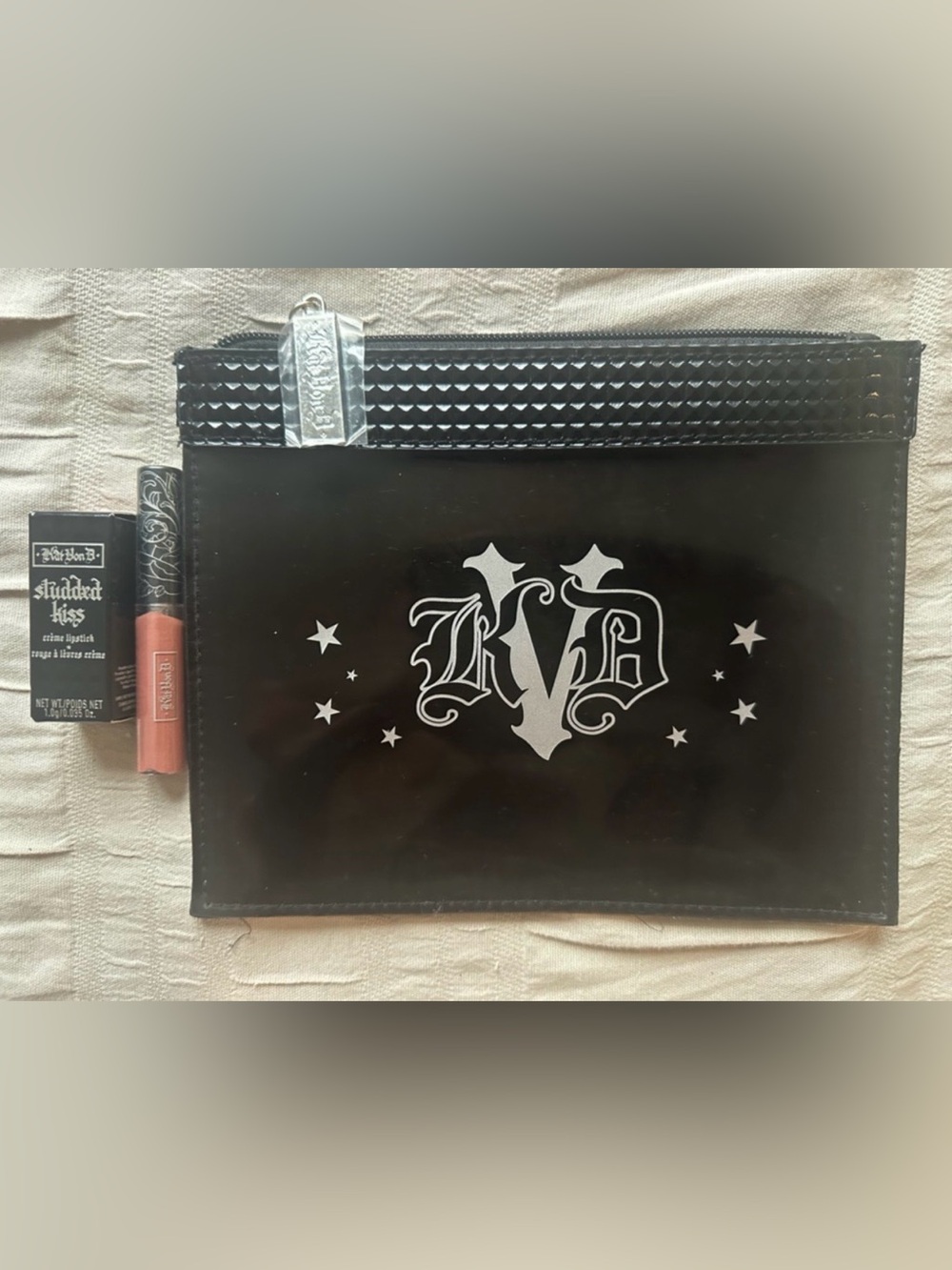 Kat Von D Black Toiletry Pouch (includes travel size lip gloss and lipstick)